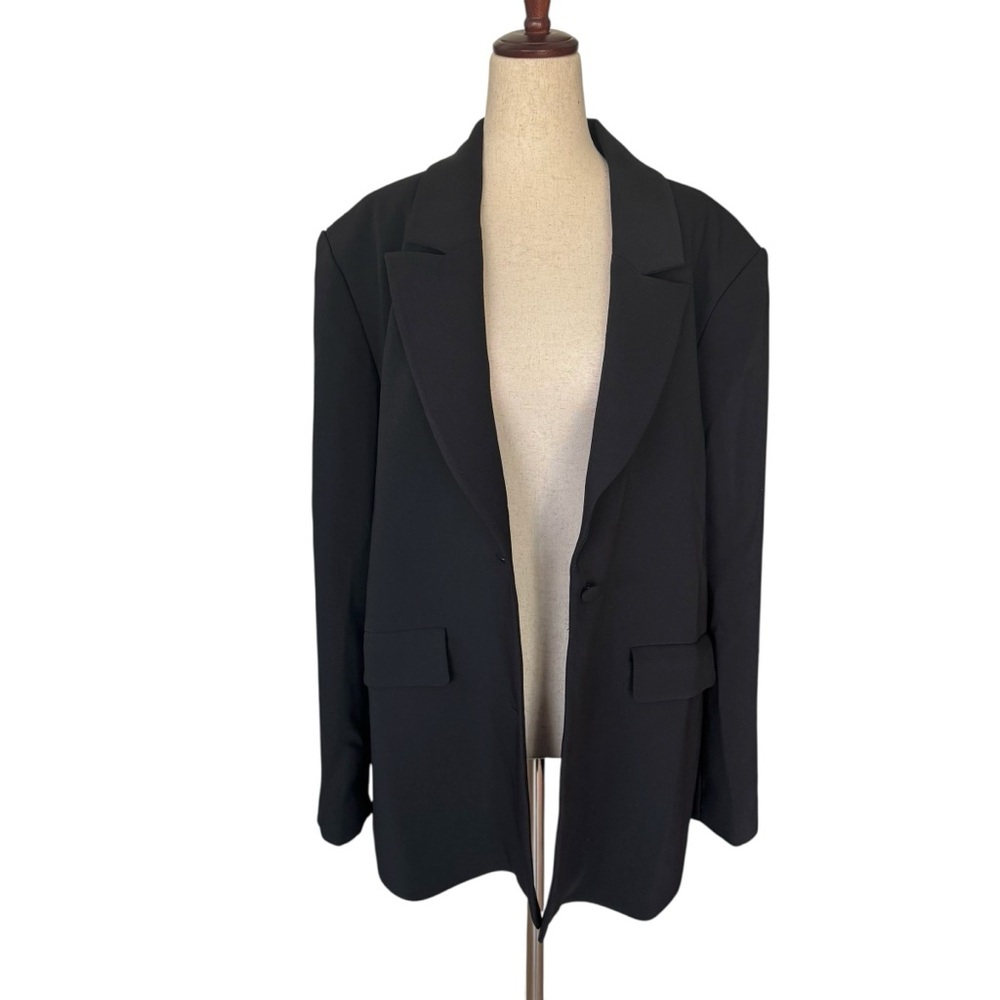 Good American Luxe Suiting Boyfriend Blazer Black Long Sleeve sz 3/4 Large - Picture 13 of 16
